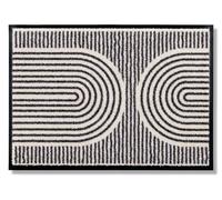 Alfombrilla antideslizante para entrada, 50x70 cm, diseño de semicírculos, color crema, lavable