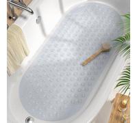 Alfombrilla antideslizante transparente para ducha, ovalada, de 88 x 40 cm, fabricada con PVC libre de BPA, con 205 ventosas. Alfombrilla de baño segura y cómoda