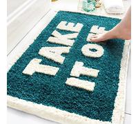 Alfombrilla de baño Ibenzoa® con estampado "Take It Off" (Quítatelo), color verde, 50 x 80 cm, de microfibra, absorbente de agua, ultra suave, con base de TPR antideslizante, ideal para baño y WC