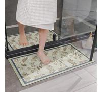 Alfombrilla de baño Unyqoos® de 40 x 60 cm: de secado rápido, antibacteriana, antideslizante, lavable a máquina, con estampado floral, ideal para ducha y baño