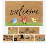 Alfombrilla de bienvenida con diseño de aves coloridas, apta para interiores y exteriores