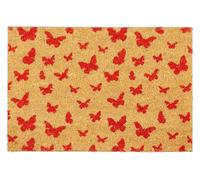 Alfombrilla de coco, 40x60 cm, rectangular, antideslizante, color natural/rojo