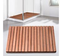 Alfombrilla de ducha de madera natural, alfombrilla de baño multiusos para spa, sauna y decoración de baño (31 x 15.7 pulgadas), plataforma de ducha respetuosa con el medio ambiente, antideslizante