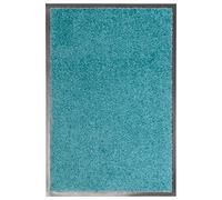Alfombrilla de entrada para puerta de entrada, exterior e interior, absorción de humedad, evita la entrada de polvo, parte trasera de PVC antideslizante, felpudo lavable (cian) 40 x 60 cm