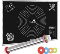 Alfombrilla de silicona de 60x40 cm con rodillo para masa | Papel de horno reutilizable para hornear, alfombrilla para masa