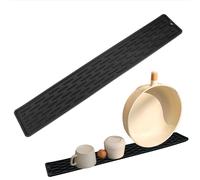 Alfombrilla Escurreplatos, Antideslizante Escurreplatos Silicona Estrecho, Manténgalo Seco, Alfombrilla Fregadero para Taza Cristal, Vasos, Botellas, Tabla de Cortar, 55 x 8,8 x 0,5 cm, Negro