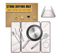 Alfombrilla Escurreplatos de Piedra con Funda de Silicona 40x50cm, Escurreplatos Plegable en Tres Partes de Tierra de Diatomeas, Ultra Absorbente y Secado Rápido para Cocina, Ecológica (Multicolor)