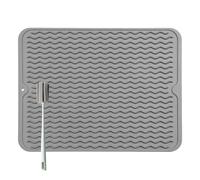 Alfombrilla Escurreplatos de Silicona - 50 x 40 cm Grande Alfombrilla Escurreplatos Plegable, Rectangular, Enrollable, con Cepillo de Limpieza de Esponja, Platos sin BPA, Antideslizante
