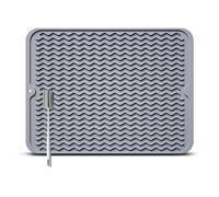 Alfombrilla Escurreplatos de Silicona - 50 x 40 cm Grande Alfombrilla Escurreplatos Plegable, Rectangular, Enrollable, con Cepillo de Limpieza de Esponja, Platos sin BPA, Antideslizante
