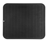 Alfombrilla Escurreplatos de Silicona - 60 x 40 cm Grande Alfombrilla Escurreplatos Plegable, Rectangular, Enrollable, con Cepillo de Limpieza de Esponja, Platos sin BPA (Negro, 60_x_45 cm)
