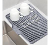 Alfombrilla Escurreplatos de Silicona Antideslizante,Tapete para Secar Platos Resistente al Calor,Alfombrilla de Secado para Cocina,Escurridor Fregadero,Drenaje Plegable para Vajilla(40x33cm,Gris)