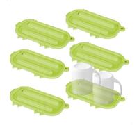 Alfombrilla Escurreplatos, Escurridor Cubiertos Escurridor Multiuso de Silicona para Cocina, Set de 6 Alfombrillas Verdes 17.6x9.6cm Anti Deslizante para Fregadero Encimera Baño