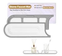 Alfombrilla para Grifo de Cocina 59x10cm, Protector Antisalpicaduras de Piedra de Diatomeas con Cubierta Protectora de Silicona, para Encimeras de Cocina y Baño,círculo blanco