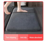 Alfombrilla superabsorbente para el suelo del baño, alfombrilla antideslizante de terciopelo coral, alfombrilla para la puerta 02 black