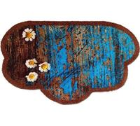 Alfombrilla Unyqoos® Shape-Cut, 80 x 50 cm – lavable, antideslizante, atrapa suciedad y humedad, color azul (Daisy Wood), certificado 100
