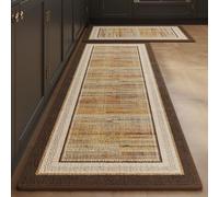 Alfombrillas Antideslizantes De Cocina De 50X80 Cm Con Rayas Vintage, Lavables, De Lino, Con Base De Goma. Alfombras Largas Para El Suelo, Ideales Para Zonas De Fregadero, Pasillos Y Entradas.