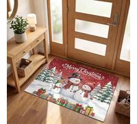 Alfombrillas para Puertas Familia Muñecos Nieve Navideños de Interior y Exterior | Felpudo Entrada Casa Muñeco Nieve Pino Regalo, Antideslizante, Alfombra de Bienvenida con Microfibras, Lavable
