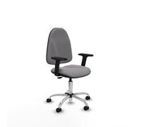 Algarra cp similpiel gris brazos 2d base cromada ruedas autofrenantes