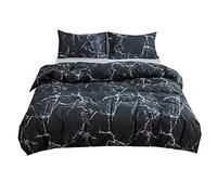 Algodón Calentar Respirable Blanco Negro Juego de Funda Nórdica con Funda de Almohada, Casa Decoración Mármol Piedra 3D Efecto Juego de Cama Hombre Mujer (Estilo 3, 180x210cm Cama 105/90cm)