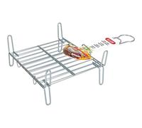 Algon | Parrilla Barbacoa 25x25 Acero Inoxidable Zincado Gris Metalizado con Cierre de Seguridad - Parrilla Ideal para Asar Carnes y Verduras Resistente y Duradera para Exterior