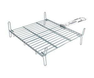 Algon | Parrilla Barbacoa 40x40 Acero Inoxidable Zincado Gris Metalizado con Cierre de Seguridad - Parrilla Ideal para Asar Carnes y Verduras Resistente y Duradera para Exterior