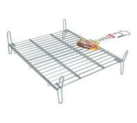 Algon Parrilla barbacoa 40x45 cm Acero inoxidable zincado Gris metalizado con cierre de seguridad