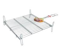 Algon | Parrilla Barbacoa 45x45 Acero Inoxidable Zincado Gris Metalizado con Cierre de Seguridad - Parrilla Ideal para Asar Carnes y Verduras Resistente y Duradera para Exterior
