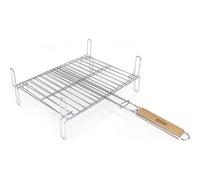 ALGON Parrilla BBQ CR-Wood 35x25cm con Patas, Rejilla para Barbacoa Portátil de Carbón, Accesorio para BBQ y Asador de Carne, Ideal para Barbacoas Pequeñas