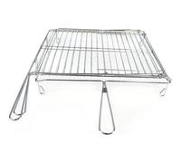 Algon - Parrilla BBQ Giratoria Cromada - Resistente y Duradera - Fácil de Limpiar - Portátil para Exteriores - Ideal para Carnes y Pescados 45x50cm