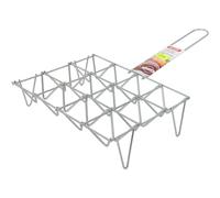 ALGON Parrilla para Verduras 12 Unidades Zinc 35x55 cm, Rejilla Barbacoa Doble para Barbacoa Carbón, Accesorios BBQ Portátil y Churrasqueira