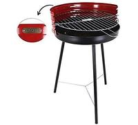 Algon VEN8435476232969 - Barbacoa Hierro Grill Mediana con Patas, Parrilla Zincada Artesanal Redonda, Carbon Leña, Color Rojo/Negro, Ø 42 cm, talla única