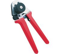 Alicate de crimpado HUMMEL para conectores circulares M23/M27, incluye fundas de posicionamiento. Compatible con contactos de 1,0 y 2,0 mm para