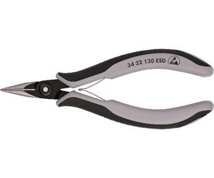 Alicate electrónico plano-redondo, modelo 34 22 130, con protección ESD