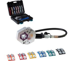 Alicate hidráulico para crimpar mangueras, prensa para mangueras hidráulicas con 7 accesorios intercambiables y maletín de transporte, para mangueras de sistemas de aire acondicionado, ideal para la r