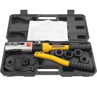Alicate hidráulico para prensar - Herramienta hidráulica manual para prensar - Manual - Fuerza de prensado de 10 toneladas - Carrera de 20 mm - Cabezal giratorio de 360° - 5 mordazas de prensado - Par