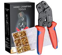 Alicate para crimpar terminales planos, juego de alicates para crimpar terminales planos Preciva, herramienta de crimpado con 300 terminales planos, alicate para crimpar de 0,5-1,5 mm², alicates para 
