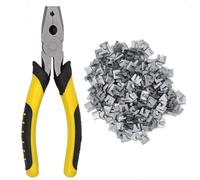 Alicate para sujetar clips de alambre + 300 clips, metal, 17,5 cm