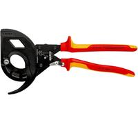 Alicates de corte para cables Knipex, longitud 320 mm, con certificación VDE, mecanismo de trinquete, ancho de trabajo de 60 mm, con revestimiento de 2 componentes - 95 36 320