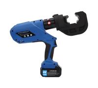 Alicates de crimpado hidráulicos eléctricos recargables 120 kN, 120 veces/carga, con 12 sellos, batería, cargador de batería, correa de mano, maletín de herramientas