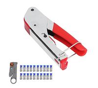 Alicates de crimpado para cable coaxial, kit de herramientas con pelacables y crimpadora, incluye conectores F RG6, pelacables coaxiales de doble hoja para cables