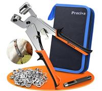 Alicates de Ojal de Bloqueo ，ojales para lonas con 200 Ojetes Metalicos (Ø interior 10mm),remachadora ojales metali cos para Lonas Tejidos Velas Solares Cartón Cuero y PVC