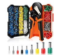 Alicates de Terminales Crimpadora con 1500Pcs Punteras 0,08-16 mm²/AWG30-5 | Herramienta de Crimpado Hexagonal,Alicate Autoajustable,Juego de Crimpadora para Doméstico y Industriales,9 Tipos Terminale