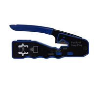 Alicates engarzados a mano Profesional 8P Engarzadora con cabeza de cristal Pelacables de red Herramienta de corte Ethernet para conectores RJ45 Acero al carbono Azul Negro