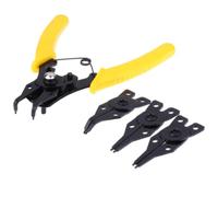 Alicates para Anillos de Retención, 10-15mm, Amarillo | Acero al Carbono y Pvc, Apertura Asistida por Resorte, Agarre Antideslizante, Cabezales Intercambiables y 3 Repuestos
