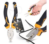 Alicates Universales 160 mm Combinados Cortador Alambres Pelacables Corte Acero Cr-V Mango Antideslizante Crimpadora Cable Reparación Electricidad