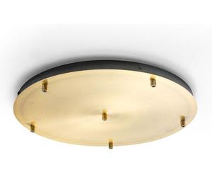 Alice B, roseta redonda para techo, modelo T/6, para 6 puntos de luz, fabricada en metal color latón, con bloque de conexiones y conexiones para cables. – Componentes Gea Luce