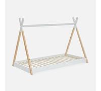 Alice's Garden swe ama Tipi Infantil de Pino Natural con Base, 90cm, Tobias, Blanco, 196x100x136.5 cm