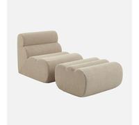 Alice's Garden sweeek-Sillón envasado al vacío de Borreguito Texturizado con reposapiés, Nova, Beige, 81x99x75 cm