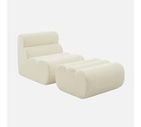 Alice's Garden sweeek-Sillón envasado al vacío de Borreguito Texturizado con reposapiés, Nova, Blanco, 81x99x75 cm