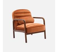 Alice's Garden sweeek-Sillón escandinavo de Madera de hevea teñida de Nogal y Tela de Terciopelo Terracota - 66x82x77 cm